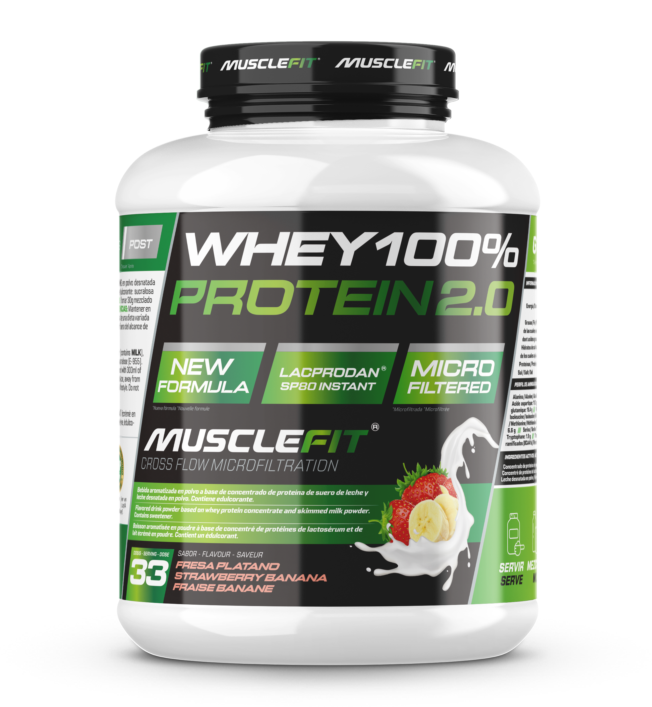 Foto de MuscleFit Whey 100% Protein 1kg - Sabor Fresa y Plátano