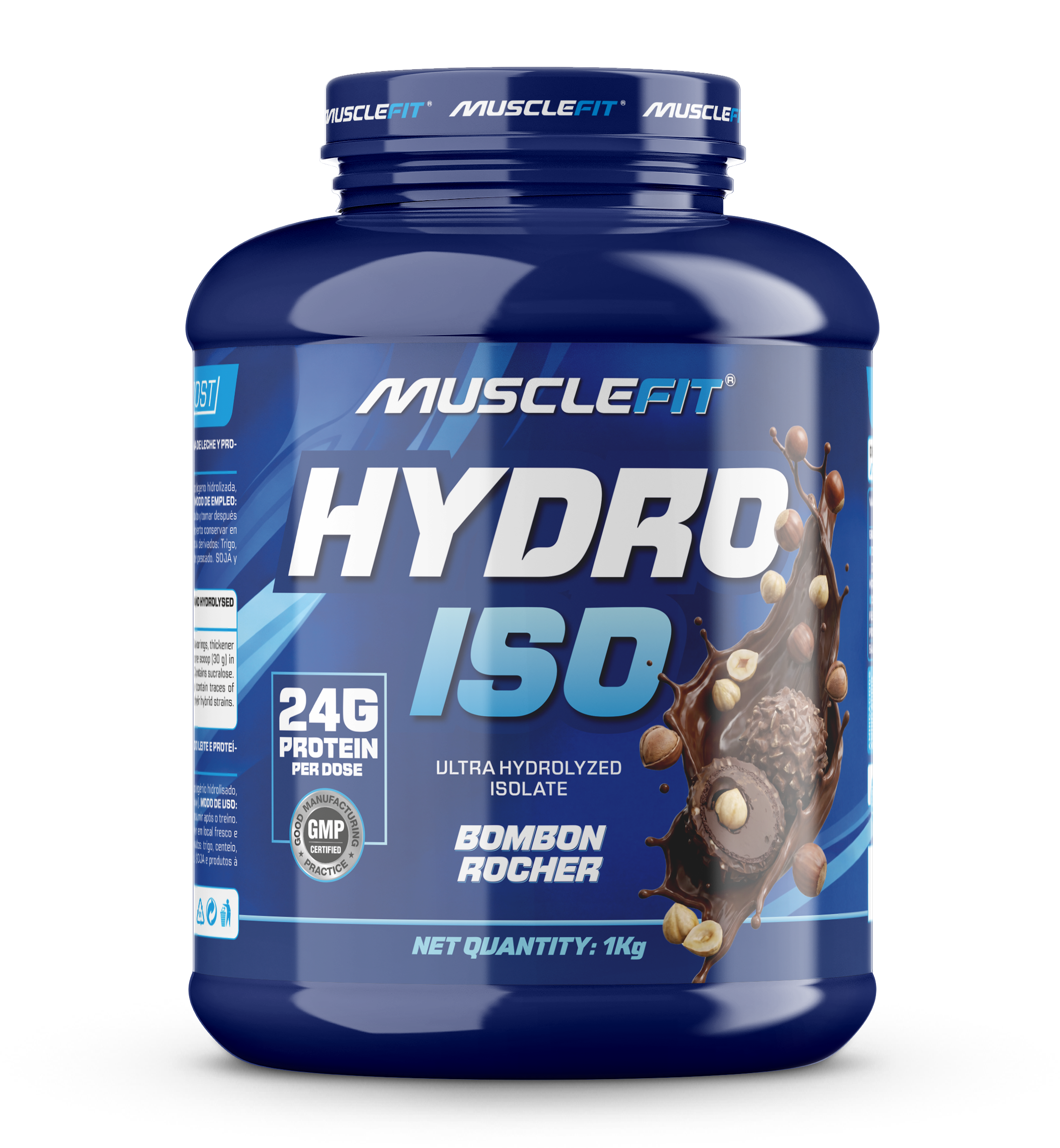Foto de MuscleFit HYDRO ISO 1kg proteína aislada con colágeno - Sabor Bombón Ferrero