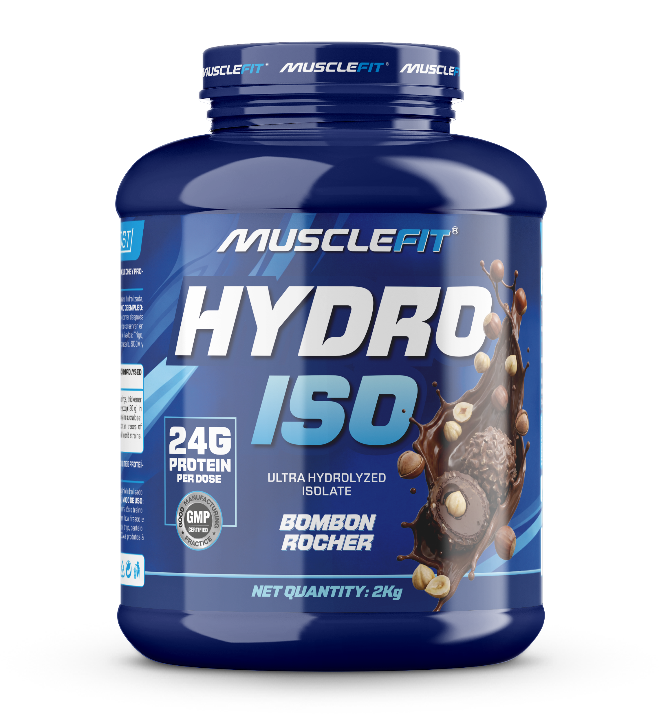 Foto de MuscleFit Hydro ISO 2kg proteína aislada con colágeno - Sabor Bombón Ferrero