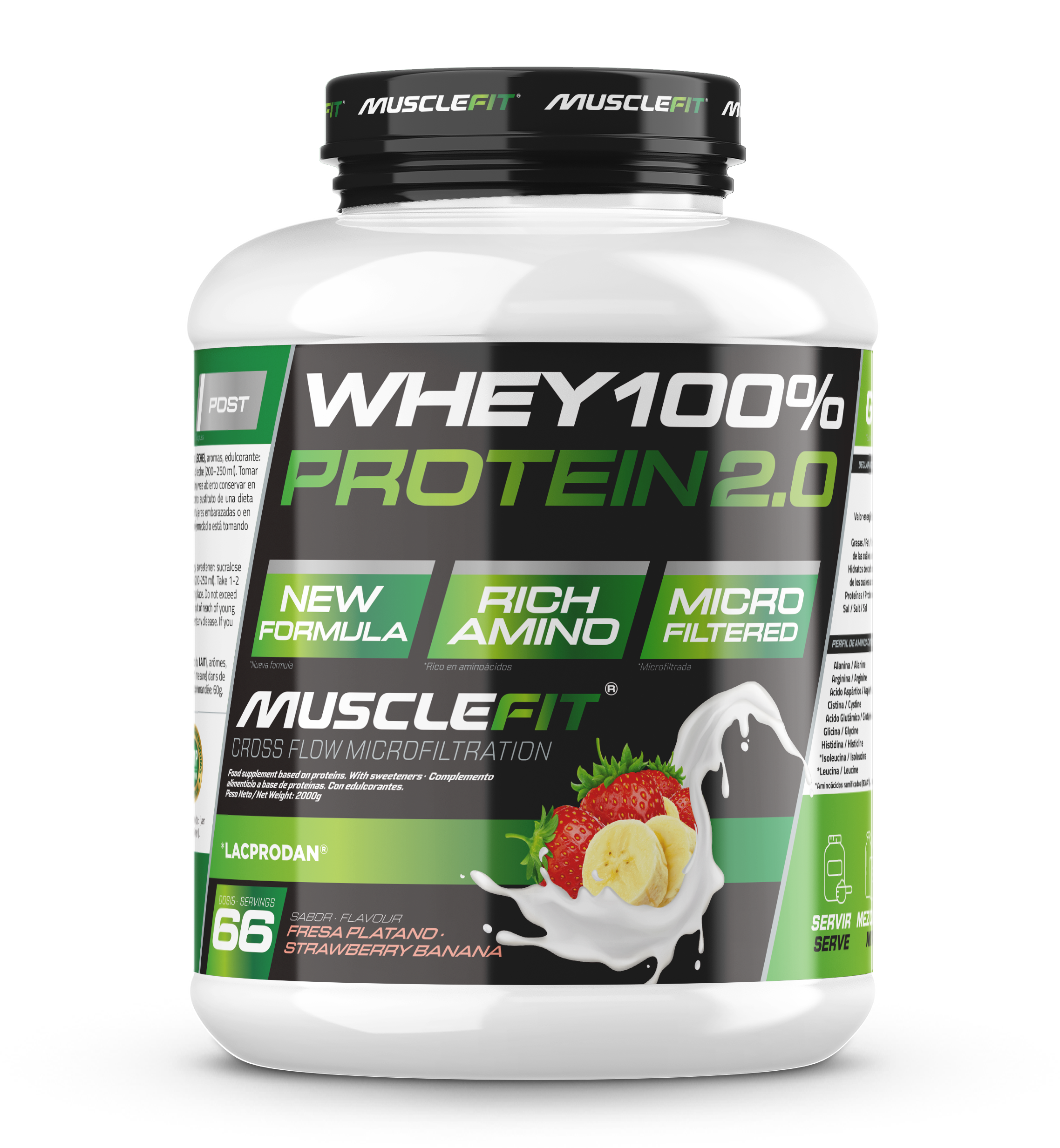 Foto de MuscleFit Whey 100% Protein 2kg - Sabor Fresa y Plátano