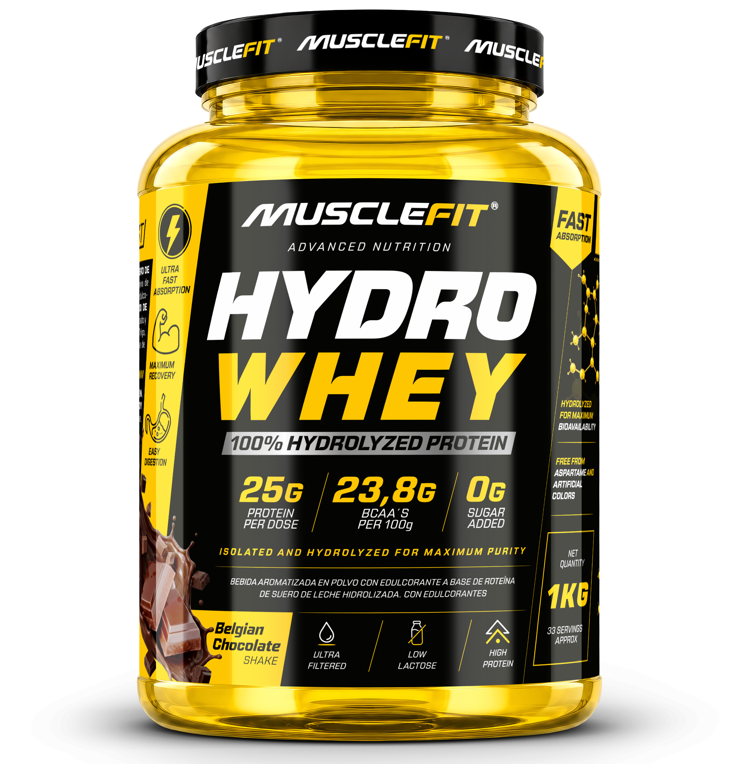 Foto de MuscleFit HYDRO WHEY 1kg - Sabor Chocolate