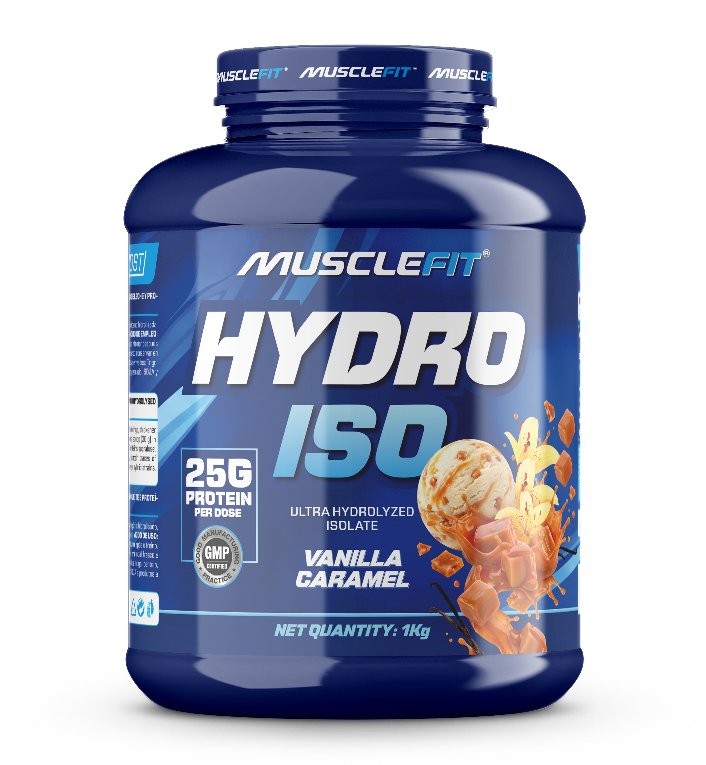 Foto de MuscleFit HYDRO ISO 1kg proteína aislada con colágeno - Sabor Vainilla - Caramelo