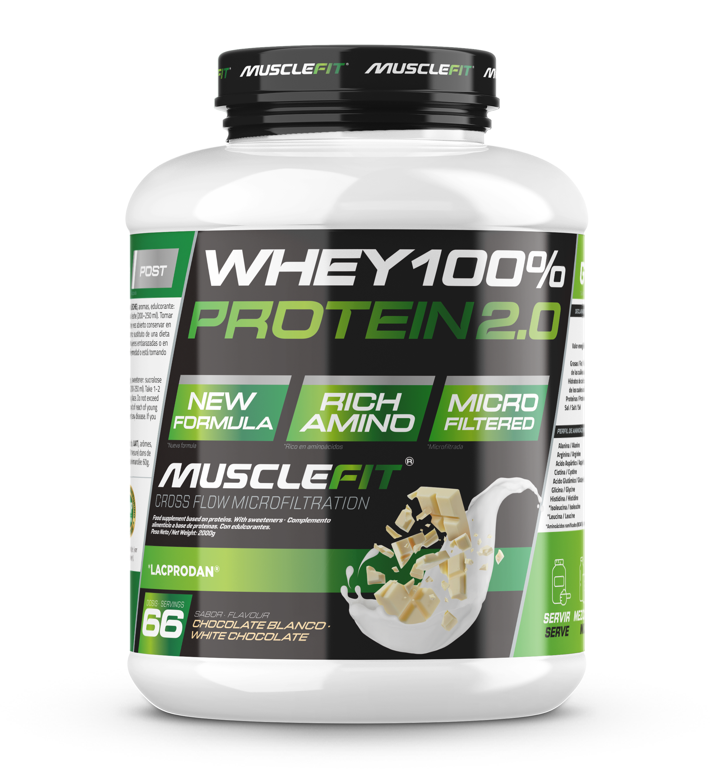 Foto de MuscleFit Whey 100% Protein 2kg - Sabor Chocolate Blanco